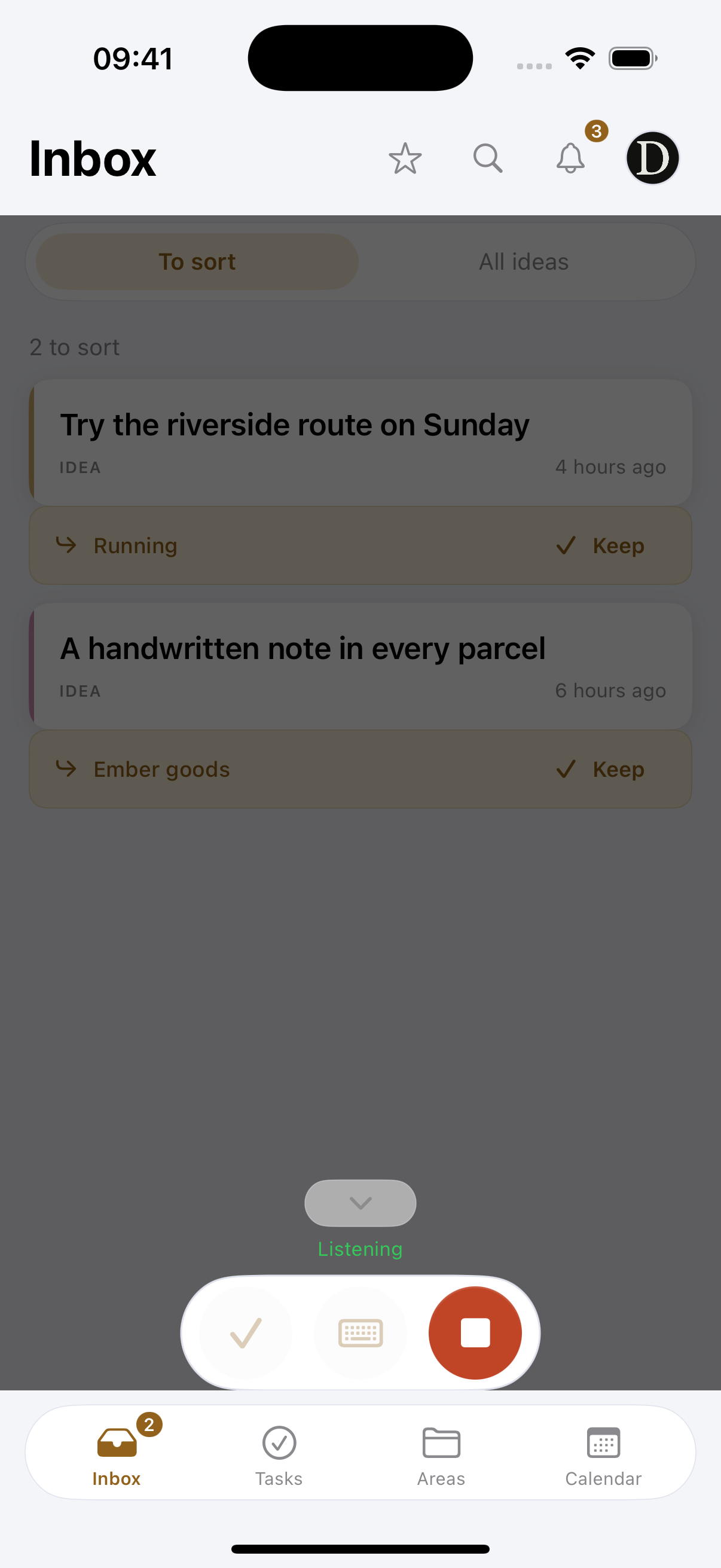Voice capture listening in the native app