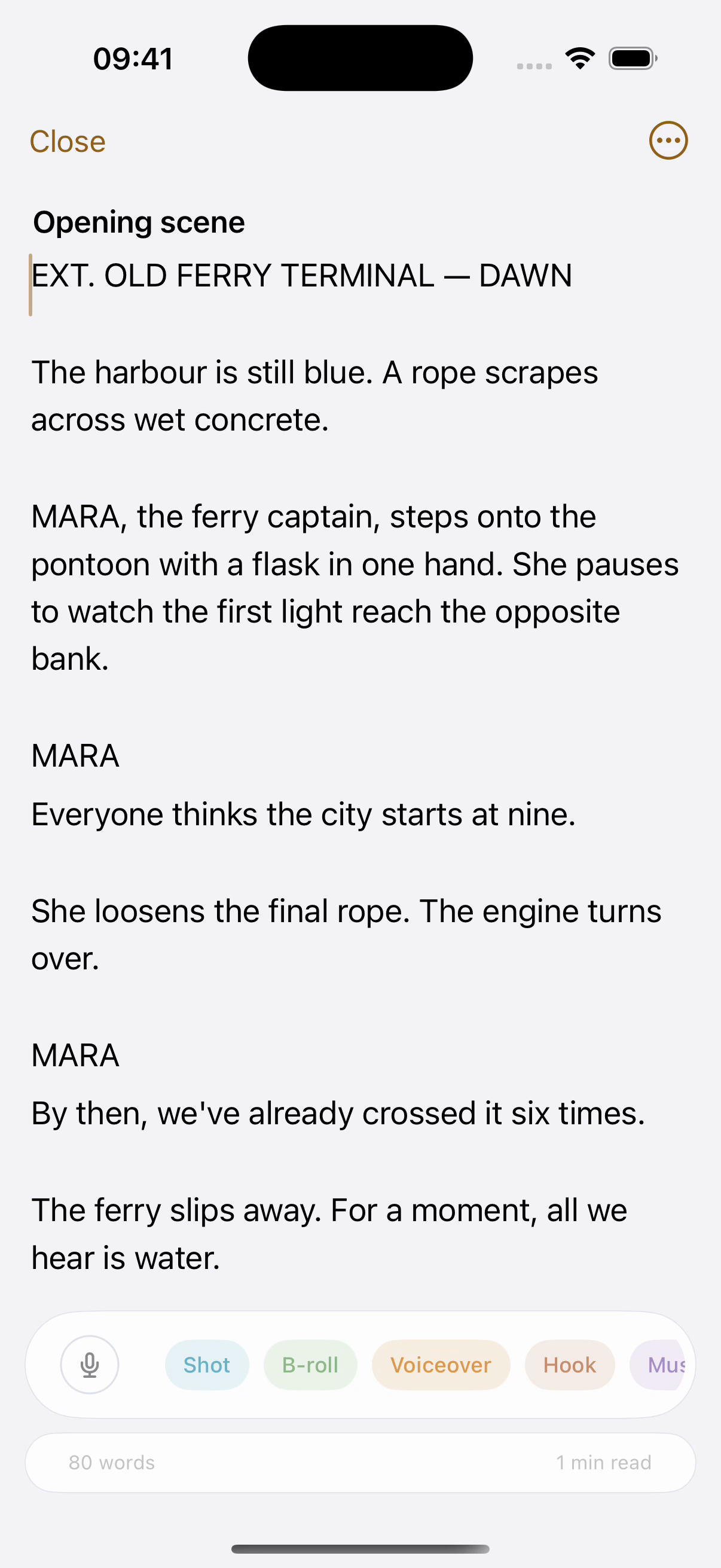 Writing mode in the native app