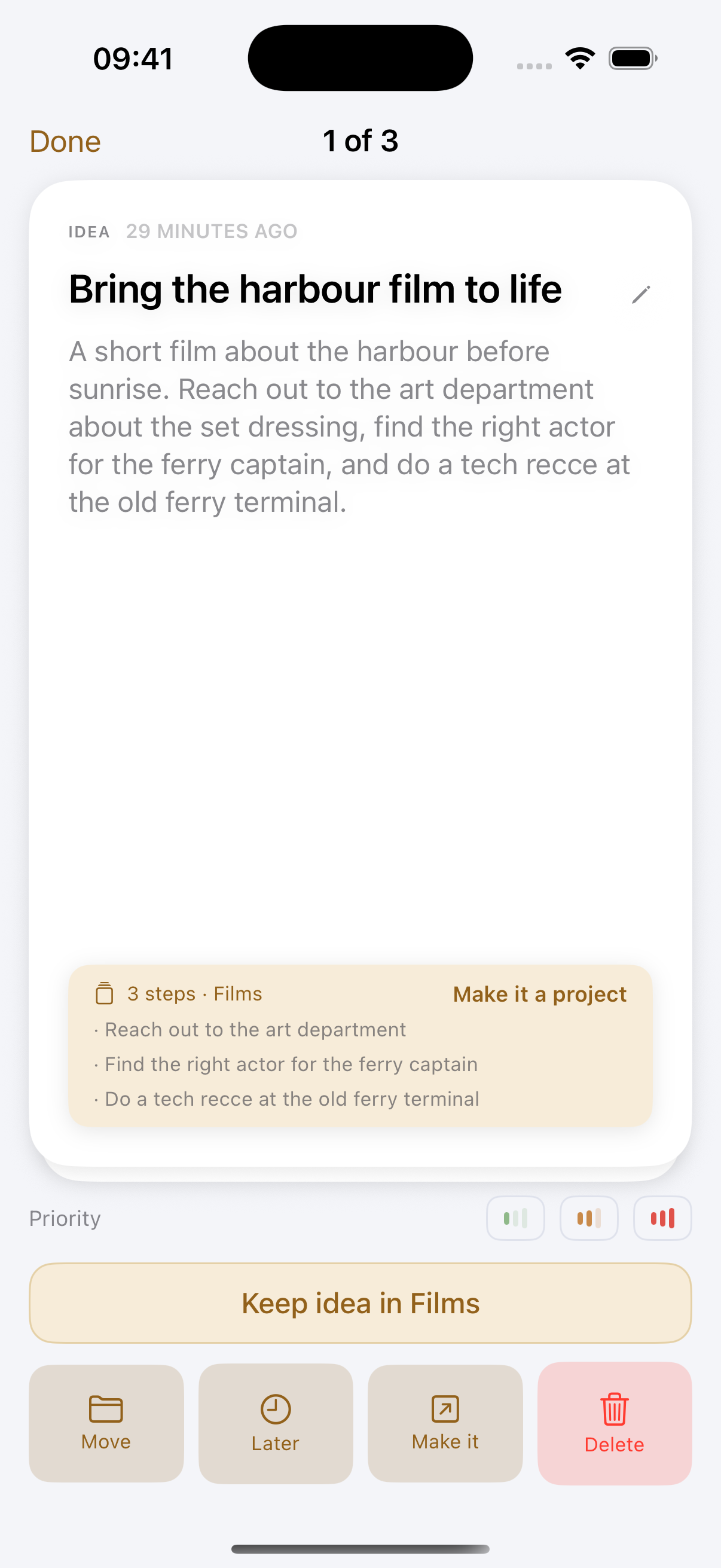 Suggested tasks in the native sorting view